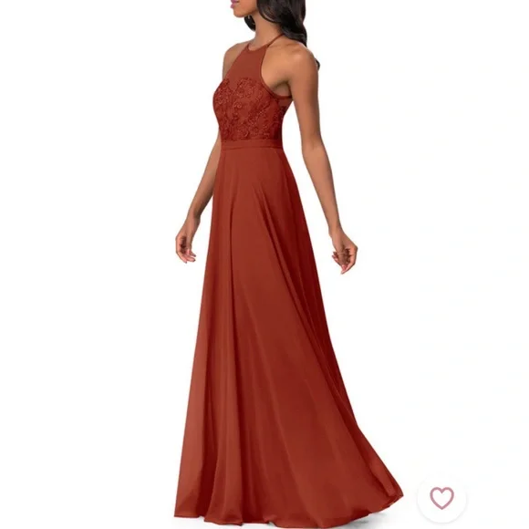 Azazie Kinsey Bridesmaids dress in Rust - Picture 3 of 5